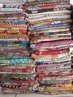 Indian Vintage Kantha Quilts Blankets Wholesale Lot Twin Size Kantha Handmade