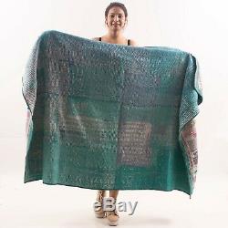Indian Vintage Patchwork Handmade Bedspread Bedding Throw Kantha Quilt VK54 (30)