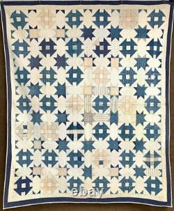 Indigo Blue! PA Hole in Barn Door STAR Quilt Antique Signed Christmas 1935
