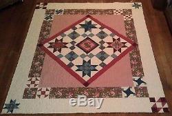 Joann Pink & Brown Vintage Treasure 73 x 85 Handmade Patchwork queen size quilt