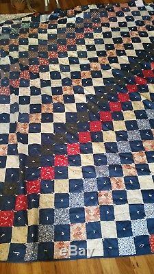 KING SIZE FINISHED HAND MADE QUILT 94 X 102 Vintage