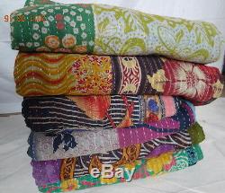 Kantha Quilt Indian Vintage Reversible Throw Handmade Blanket Wholesale Lot 8 pc