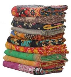 Kantha Quilt Indian Vintage Reversible Throw Handmade Blanket Wholesale Lot Twin