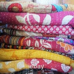 Kantha Quilt Indian Vintage Reversible Throw Handmade Blanket Wholesale Lot Twin