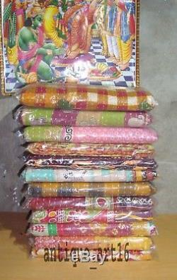 Kantha Quilt Vintage Reversible Blanket Handmade Cotton Bedspread Throw Lot Xmas