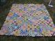 Lg. Colorful, Antique Handmade 9 Patch Patchwork Country Quilt Top, 1920, Gift