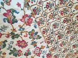 Large Antique Reversible Quilt 1930 Bedspread Handmade Valance Textiles Vintage