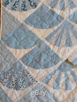 Large Blue Handmade Vintage Quilt Completed