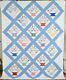 Large Well Quilted Vintage 30's Baskets Antique Quilt Nice Blue Framing