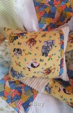 Little Golden Book Vintage Chenille Elephant Lion Baby Bedding Crib Quilt Gift