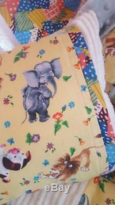 Little Golden Book Vintage Chenille Elephant Lion Baby Bedding Crib Quilt Gift