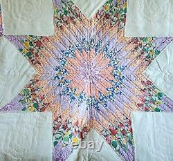 Lone Star Star of Bethlehem Vintage Quilt Gift Quality Hand Quilted 70x78