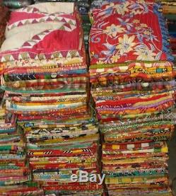 Lot 20 Pc Artisan Handmade Reversible Vintage Kantha Throw Cotton Blanket Quilt