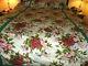 Lovely Antique Vintage Hand Made Cotton Quilt Roses Design Approx 86 X 104