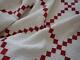 Lovely Shirting Prints! Antique C1890 Red & White Irish Chain Quilt 75x54