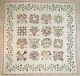 Magnificent 30's Floral Antique Quilt Hand Embroidered Accents Large 95 X 95