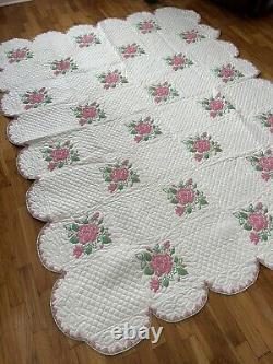 MINTYRoses Pink Vintage Embroidered QuiltHand Quilting Cottage Chic