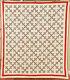 Museum Quality 1880's Red White & Indigo Blue 9-patch Antique Quilt Tiny Pieces