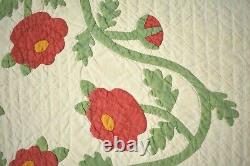 MUSEUM QUALITY Vintage 1870's Album Floral Applique Antique Quilt Nice Border