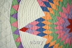 MUSEUM QUALITY Vintage 30's 9-Pointed Star Wheel Antique Quilt Sawtooth Borders