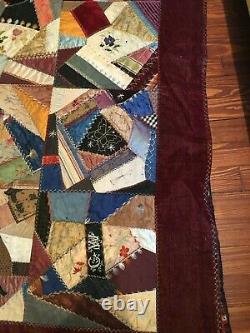 Magnificent Antique Crazy Quilt with American Flag, Fish & More