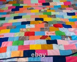 Massive 115x110 Vintage Patchwork Handmade Quilt Americana 1960s Great Shape