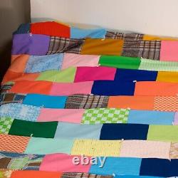 Massive 115x110 Vintage Patchwork Handmade Quilt Americana 1960s Great Shape