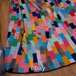 Massive 115x110 Vintage Patchwork Handmade Quilt Americana 1960s Great Shape