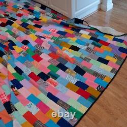 Massive 115x110 Vintage Patchwork Handmade Quilt Americana 1960s Great Shape