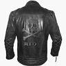 Men's Classic Diamond Biker Motorcycle Vintage Quilted Leather Jacket With Skull