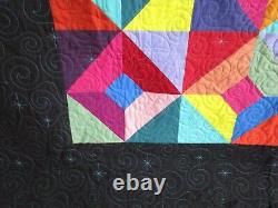 Modern Vintage Look Handmade Quilt, 66 X 78, Star Jewels Exquisite, Patchwork