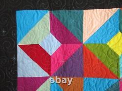 Modern Vintage Look Handmade Quilt, 66 X 78, Star Jewels Exquisite, Patchwork