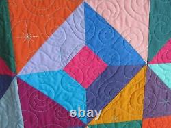 Modern Vintage Look Handmade Quilt, 66 X 78, Star Jewels Exquisite, Patchwork