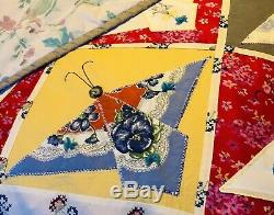 NEW! AMISH HANDMADE QUILT! MOTHERS DAY Made From Vintage Handkerchiefs! Queen