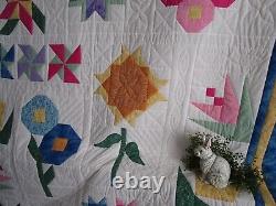 NOT SO Vintage Hand Quilted Sampler Quilt, 76 X 88, NEW, UNUSED, PATCHWORK