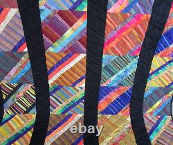 NOT SO Vintage Patchwork Handmade STRING Quilt, 84 X 92, BATIKS, QUALITY, EUC