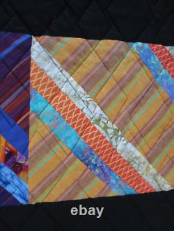 NOT SO Vintage Patchwork Handmade STRING Quilt, 84 X 92, BATIKS, QUALITY, EUC