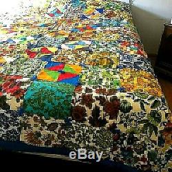 New Home Made Vintage Upholstery Square Quilt Unused Cotton 76 x 90