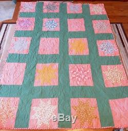 New USA Handmade Full Size Quilt- Star Patchwork 70 x 92-From Vintage Top