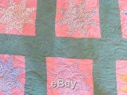 New USA Handmade Full Size Quilt- Star Patchwork 70 x 92-From Vintage Top