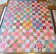 New Usa Handmade Full/twin Size Quilt- 9-patch 66 X 82-from Vintage Top