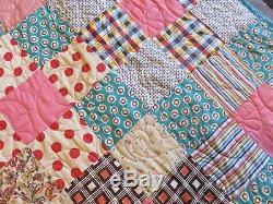 New USA Handmade Full/Twin Size Quilt- 9-Patch 66 x 82-From Vintage Top