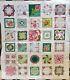 Newly Hand Made Vintage Handkerchief Queen King Large Quilt Pink Green 99x105