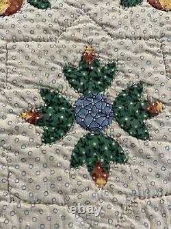 OMG! Fabulous Hand Quilting Vintage Handmade Pineapple Flower Quilt 73x89 #296