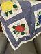 Omg! Vintage Handmade Hand Quilted Floral Quilt 80x64