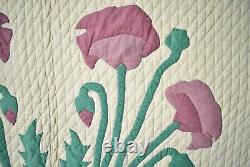 OUTSTANDING Vintage 30's Marie Webster Art Nouveau Poppy Applique Antique Quilt