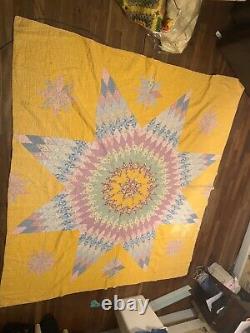 Oklahoma antique vintage handmade star quilt early 1900s