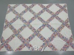 Old Vintage Quilt Handmade Lattice Pattern Patchwork 68 X 86