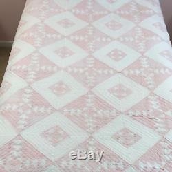 Omg Artist Signed Vintage Handmade Diamond Quilt Bedspread Blanket Coverlet King
