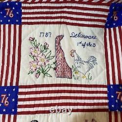 One Of A Kind Vintage authentic bicentennial Quilt /50 States /signed And Dated